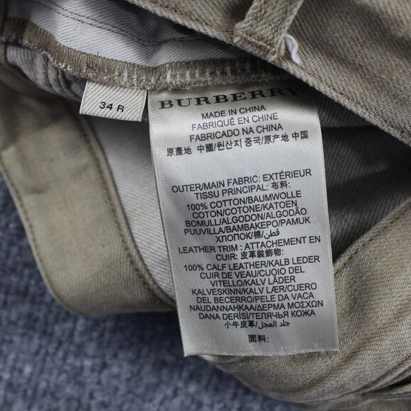 Burberry Jeans Mens 34R Khaki Twill 5-Pocket Chino Straight Leg Casual Workwear - Picture 6 of 14